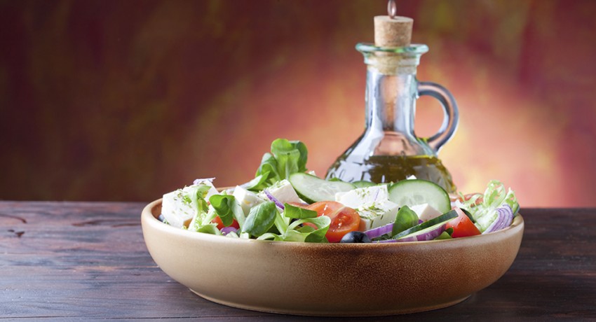 Greek salad and olive oil image