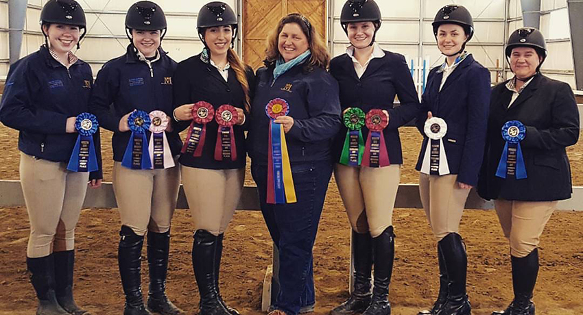 Members of the Worcester State University Equestrian Team