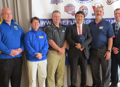 Worcester State University Athletics officials with deputy consul general of Japan