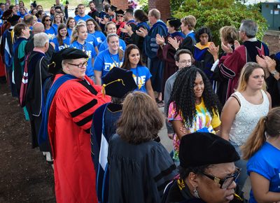 New Worcester State University students process to the Academic Convocation ceremony.