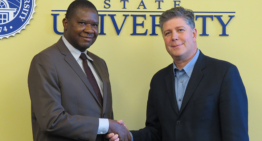 Vice Chancellor of Edo University Emmanuel Aluyor and Worcester State President Barry Maloney