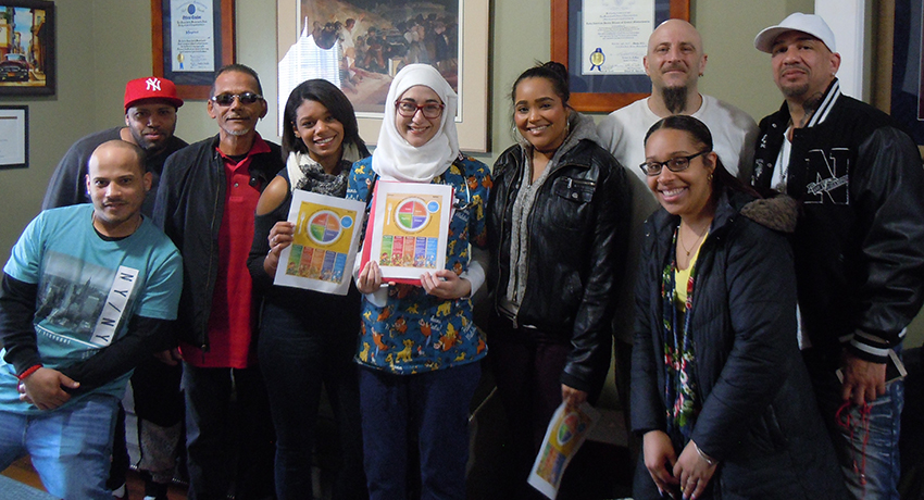 Worcester State students with residents of Reyes House
