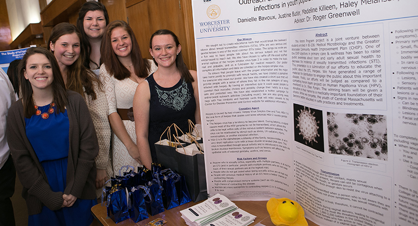 Danielle Bavoux and fellow students at Celebration of Scholarship and Creativity in 2015