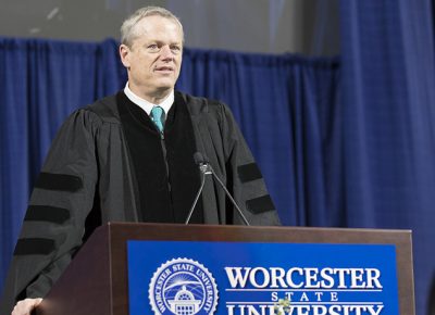 Massachusetts Governor Charlie Baker at Worcester State University Commencement